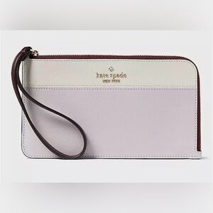 KATE SPADE Lucy Medium L-Zip Wristlet Phone Holder Lilac Moonlight